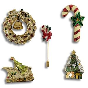 Vintage Christmas Pin Flair (Lot of 5 Pins)